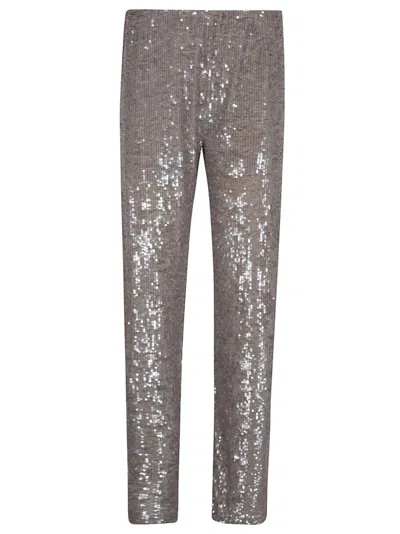 P.A.R.O.S.H PAROSH DOVE GRAY SEQUIN TROUSERS
