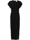 P.a.r.o.s.h Draped Cady Midi Dress In Black