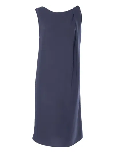 P.a.r.o.s.h Draped-detail Sleeveless Dress In Blue