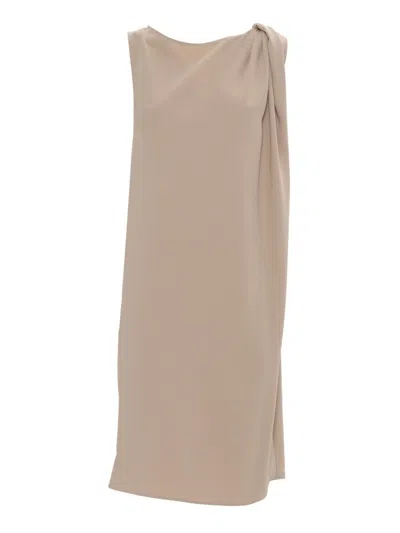 P.a.r.o.s.h Draped Evening Dress With Single Shoulder Detail In Brown