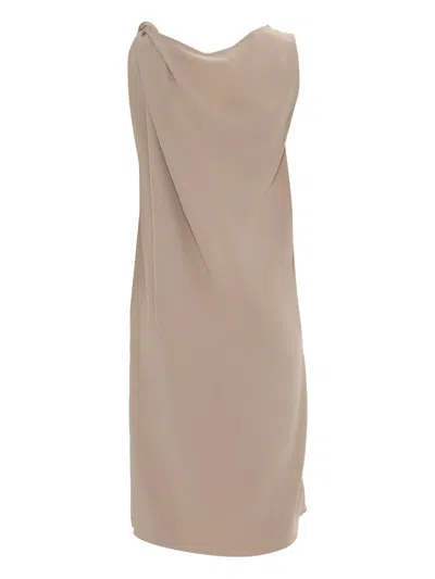 P.a.r.o.s.h Draped Knot Day Dress In Neutral