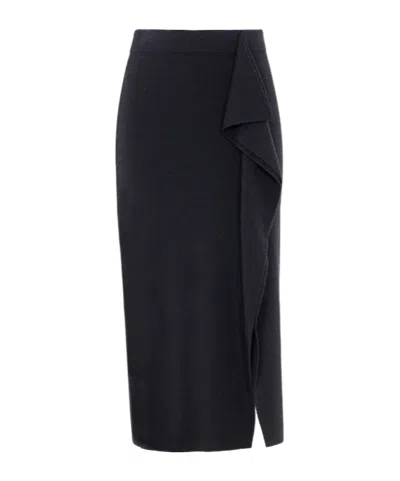 P.a.r.o.s.h Draped Midi Skirt In Black