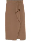 P.a.r.o.s.h Draped Midi Skirt In Brown