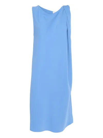P.a.r.o.s.h Draped Neckline Sleeveless Day Dress In Metallic