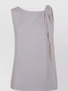 P.a.r.o.s.h Draped Sleeveless Asymmetric Neck Blouses In White