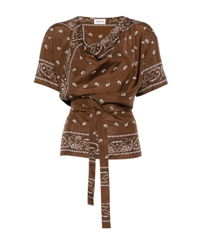 P.a.r.o.s.h Draped Top In Brown