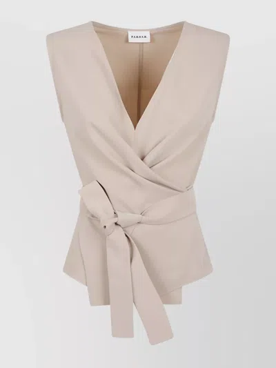 P.a.r.o.s.h Draped V-neck Sleeveless Top With Asymmetric Hem