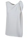 P.a.r.o.s.h . Draped White Top With Unique Knot Detail In White