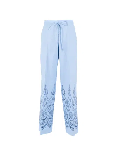 P.a.r.o.s.h Drawstring Embroidered Trousers In Blue