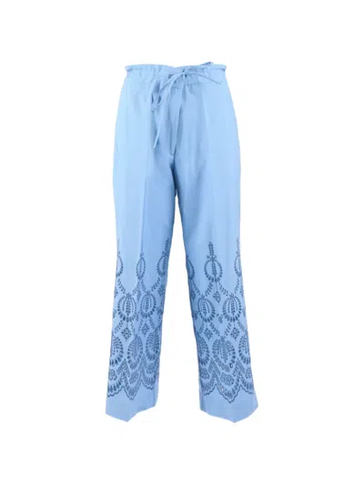 P.a.r.o.s.h Drawstring Embroidered Trousers In Blue