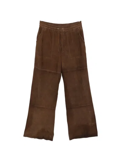 P.a.r.o.s.h Drawstring Suede Trousers In Brown