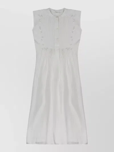 P.a.r.o.s.h Drawstring Waist Pleated Sleeveless Midi Dress