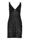 P.a.r.o.s.h V-neck Sequin Detail Mini Dress In Black