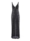 P.a.r.o.s.h Sequined Black Evening Dress With Deep V-neckline In Black
