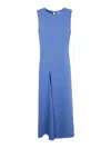 P.a.r.o.s.h Parosh Pleat Detail Sleeveless Dress In Blue
