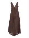 P.a.r.o.s.h Fringe-edge Maxi Dress In Brown