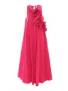 P.a.r.o.s.h Maxi Dress With Cascading Ruffle Detail In Fuchsia