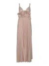 P.a.r.o.s.h Pleated Long Dress In Nude & Neutrals