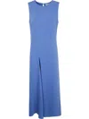P.a.r.o.s.h Parosh Pleat Detail Sleeveless Dress In Sky Blue