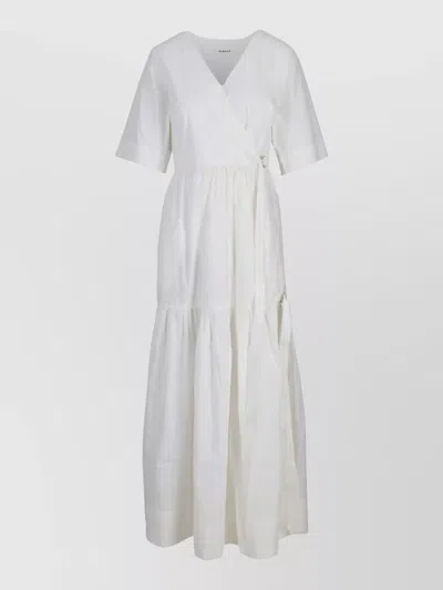 P.a.r.o.s.h Dress V Neckline Wrap Design Short Sleeves In White