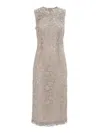 P.a.r.o.s.h Intricate Floral Lace Midi Dress With Fitted Silhouette In White