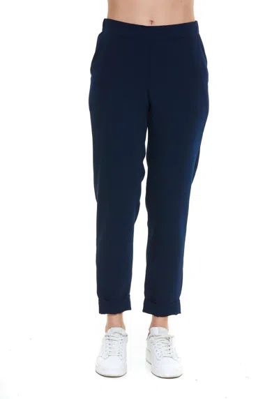 P.a.r.o.s.h Elastic Waist Cropped Trousers In Blu
