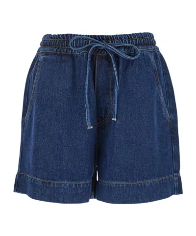 P.a.r.o.s.h Elastic Waist Denim Shorts In Blue