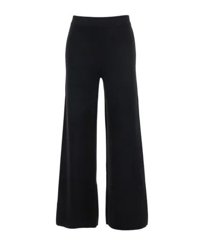 P.a.r.o.s.h Black Pants With High Elastic Waist In Wool And Cashmere Woman In Multi