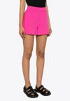 P.a.r.o.s.h Elasticated Waist Poplin Shorts In Fuchsia