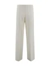 P.a.r.o.s.h Relaxed Fit Textured Fabric Wide Leg Trousers In White