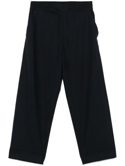 P.a.r.o.s.h Parosh Elegant Virgin Wool Trousers With Elasticated Waist In Black