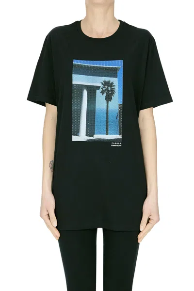 P.a.r.o.s.h Embellished Printed T-shirt In Black