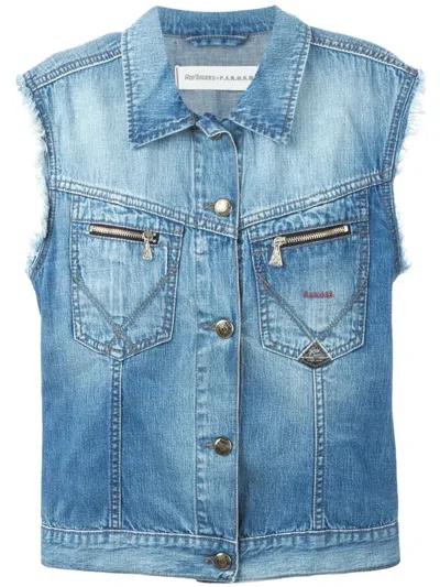 P.a.r.o.s.h Embroidered Denim Vest In Blue