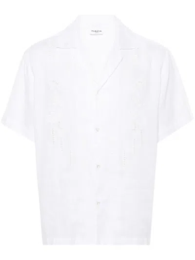 P.a.r.o.s.h Embroidered-design Linen Shirt In Panna