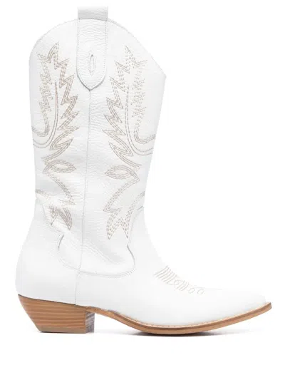P.a.r.o.s.h Embroidered-design Texan Boots In Bianco