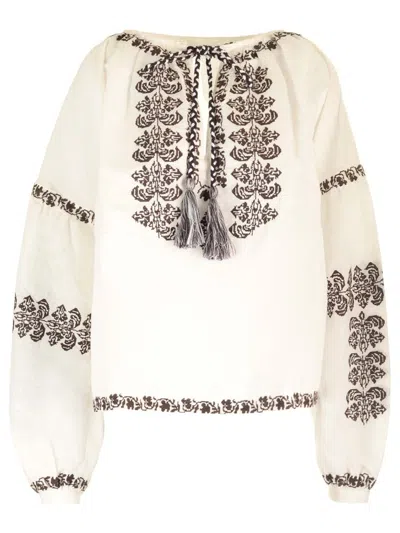 P.a.r.o.s.h . Embroidered Detail Blouse In Multi