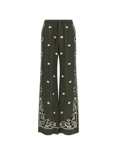 P.a.r.o.s.h Embroidered Flared Trousers In Green