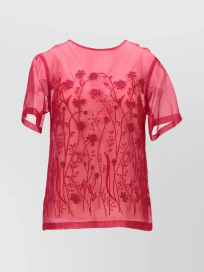 P.A.R.O.S.H EMBROIDERED FLORAL KNIT BLOUSE