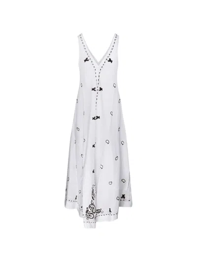 P.a.r.o.s.h Embroidered Linen Midi Dress In White