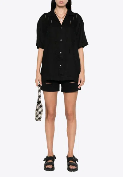 P.a.r.o.s.h Embroidered Linen Shirt In Black