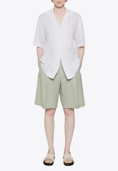 P.a.r.o.s.h Embroidered Linen Shirt In White