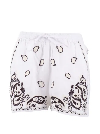 P.a.r.o.s.h Embroidered Linen Shorts In White