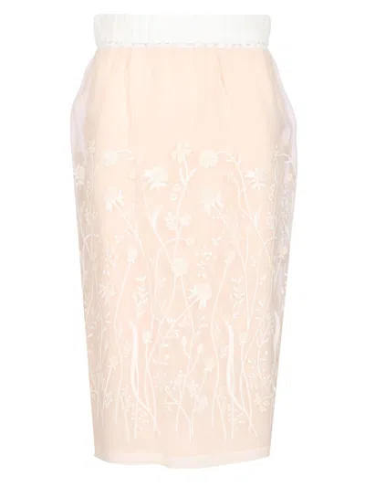 P.a.r.o.s.h Embroidered Longuette Skirt Skirts White