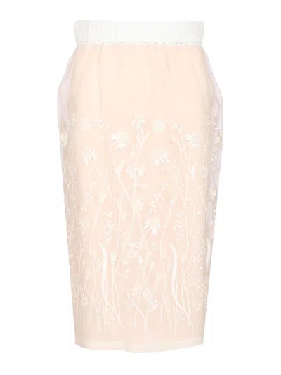 P.A.R.O.S.H EMBROIDERED LONGUETTE SKIRT