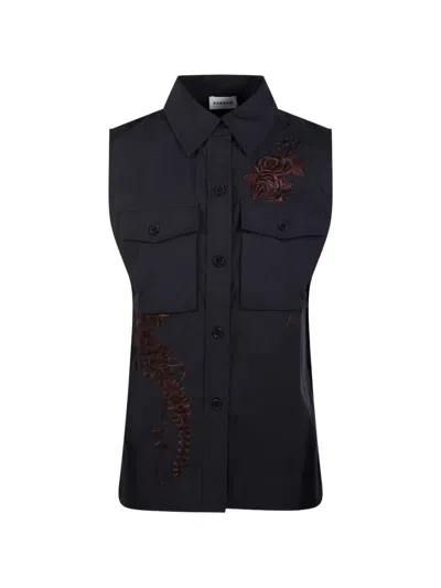 P.a.r.o.s.h Embroidered Pocket Shirt In Black