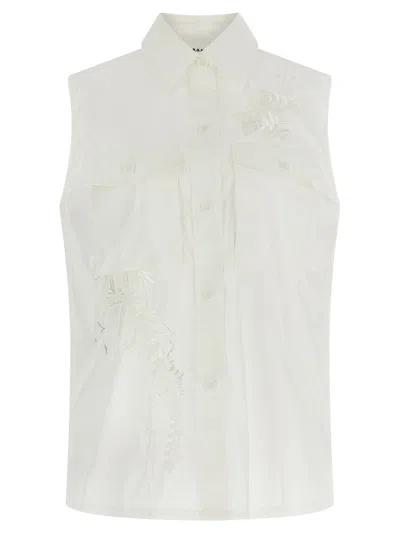 P.a.r.o.s.h . Embroidered Technical Fabric Shirt In White