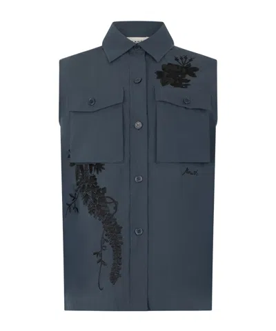 P.a.r.o.s.h . Embroidered Utility Sleeveless Shirt In Blue
