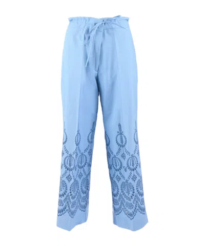 P.a.r.o.s.h . Embroidered Wide-leg Pants In Blue