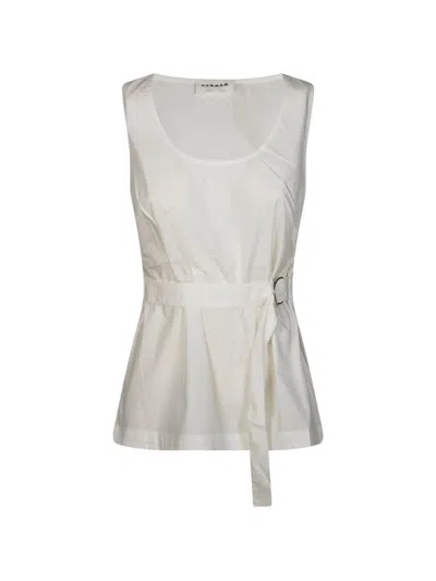 P.a.r.o.s.h Embroidery Belt-detail Blouse In Neutral