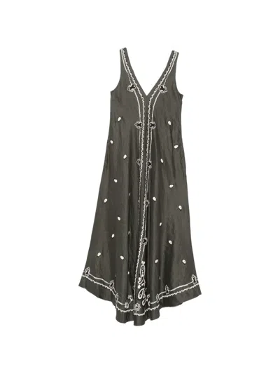 P.a.r.o.s.h Embroidery V-neck Maxi Dress In Multi